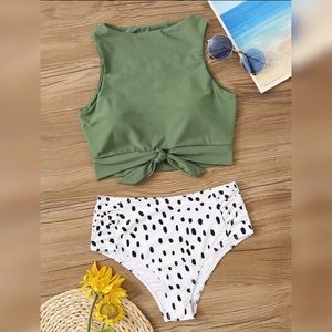 Knot Hem Top With Ruched Panty 2 Piece Swimsuit